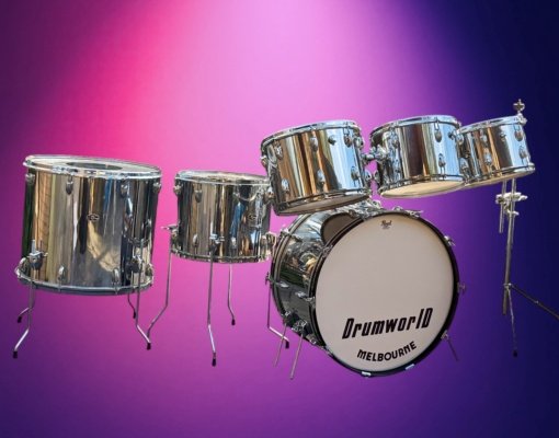 Slingerland 70’s maple 3 ply Chrome 8pce kit; 24” bass drum + 20” floor tom!