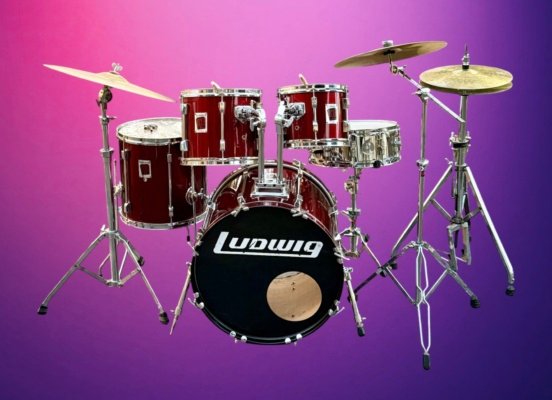 Ludwig Rocker 5pce maple drumkit w cymbals and snare - excellent condition