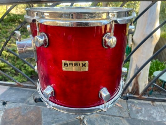 Basix Custom series 13” tom - Birch - cherry red lacquer finish 🍒