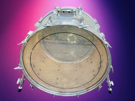 Pearl Wood Fibreglass 22 x 14 bass drum - hairline silver + 2 free toms