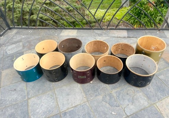 Tom shells - 10 drum shells - very good condition- 12,13 & 14in - take the lot!